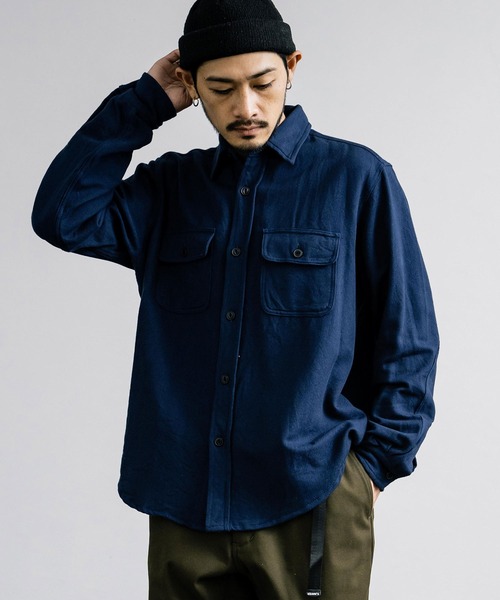 Rocky Monroe(ロッキーモンロー)の「裏起毛 ヘビーネル無地/チェックシャツ(シャツ/ブラウス・メンズ・サンドベージュ/ブルー系/グレー系/ブルー/ダークオレンジ/グレー/アイボリー/カーキ/サックスブルー/ブラック/オレンジ/ネイビー/オレンジ系/レッド/ピンク系/ホワイト/ピンク/オフホワイト・M/XL/L)」の10枚目の写真