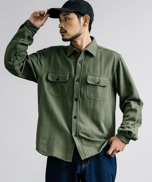 Rocky Monroe(ロッキーモンロー)の「裏起毛 ヘビーネル無地/チェックシャツ(シャツ/ブラウス・メンズ・サンドベージュ/ブルー系/グレー系/ブルー/ダークオレンジ/グレー/アイボリー/カーキ/サックスブルー/ブラック/オレンジ/ネイビー/オレンジ系/レッド/ピンク系/ホワイト/ピンク/オフホワイト・M/XL/L)」の9枚目の写真