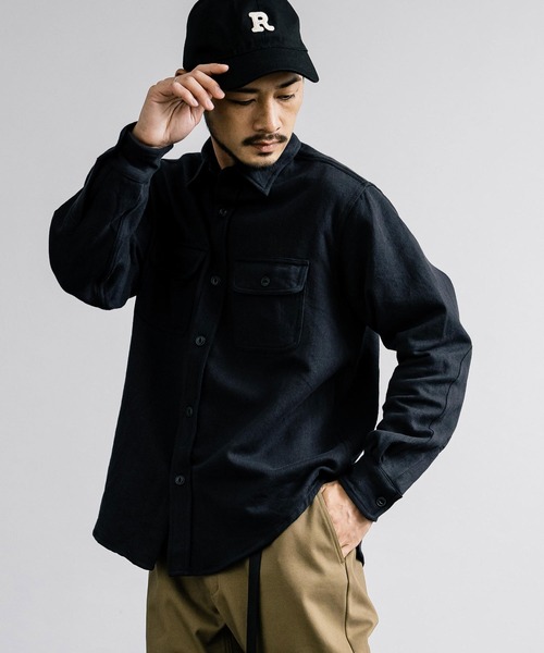 Rocky Monroe(ロッキーモンロー)の「裏起毛 ヘビーネル無地/チェックシャツ(シャツ/ブラウス・メンズ・サンドベージュ/ブルー系/グレー系/ブルー/ダークオレンジ/グレー/アイボリー/カーキ/サックスブルー/ブラック/オレンジ/ネイビー/オレンジ系/レッド/ピンク系/ホワイト/ピンク/オフホワイト・M/XL/L)」の5枚目の写真