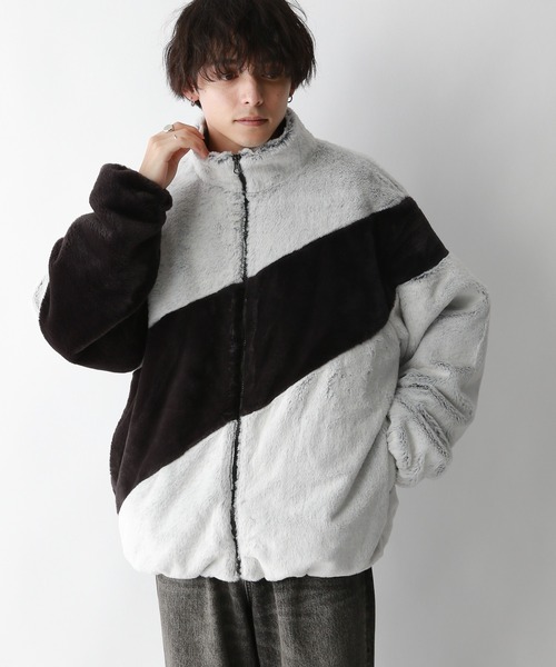 RAGEBLUE（レイジブルー）の「スムースファー/パネル切り替えスタンドブルゾン（ブルゾン・メンズ・ブラック/オフホワイト/グレー・MEDIUM/LARGE）」の21枚目の写真
