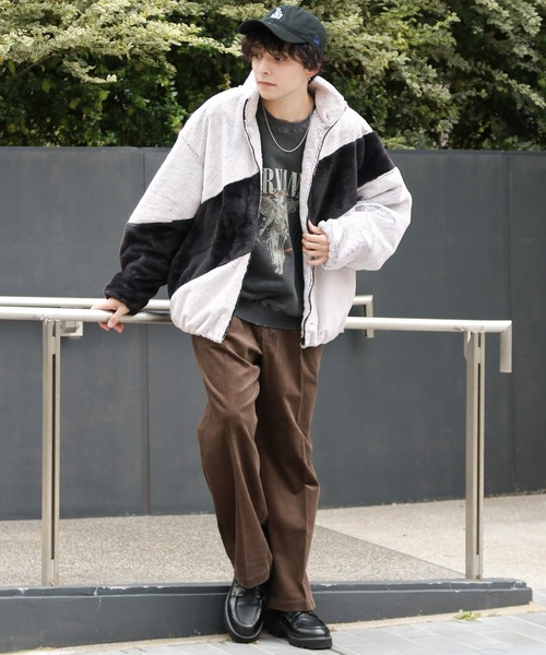 RAGEBLUE（レイジブルー）の「スムースファー/パネル切り替えスタンドブルゾン（ブルゾン・メンズ・ブラック/オフホワイト/グレー・MEDIUM/LARGE）」の17枚目の写真