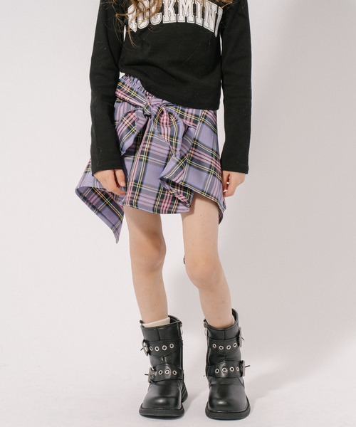 URBAN CHERRY(アーバンチェリー)の「【SEEM/シーム】巻きシャツ風ミニスカート(スカート・キッズ・ブルー/レッド/パープル・110cm/120cm/130cm/140cm/150cm)」の1枚目の写真