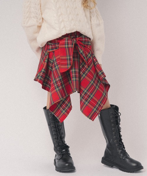 URBAN CHERRY(アーバンチェリー)の「【SEEM/シーム】巻きシャツ風ミニスカート(スカート・キッズ・ブルー/レッド/パープル・110cm/120cm/130cm/140cm/150cm)」の3枚目の写真