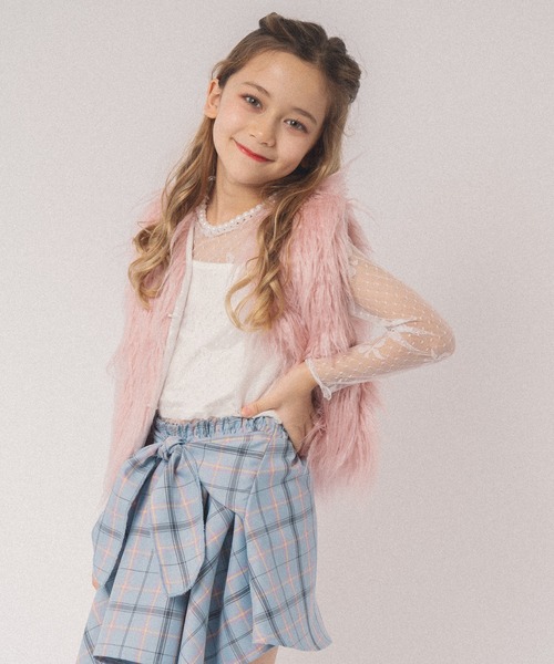 URBAN CHERRY(アーバンチェリー)の「【SEEM/シーム】巻きシャツ風ミニスカート(スカート・キッズ・ブルー/レッド/パープル・110cm/120cm/130cm/140cm/150cm)」の6枚目の写真