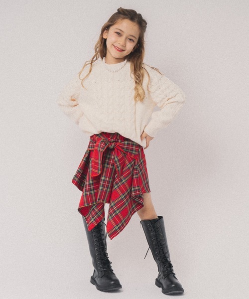 URBAN CHERRY(アーバンチェリー)の「【SEEM/シーム】巻きシャツ風ミニスカート(スカート・キッズ・ブルー/レッド/パープル・110cm/120cm/130cm/140cm/150cm)」の7枚目の写真