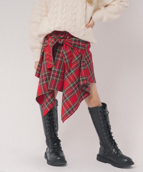 URBAN CHERRY(アーバンチェリー)の「【SEEM/シーム】巻きシャツ風ミニスカート(スカート・キッズ・ブルー/レッド/パープル・110cm/120cm/130cm/140cm/150cm)」の9枚目の写真
