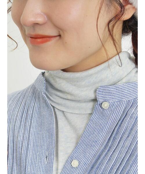 Samansa Mos2（サマンサ モスモス）の「【吸湿発熱】ベア天無地タートルネックカットソー（Tシャツ/カットソー・レディース・キナリ/ミント/サックスブルー/チャコールグレー・F）」の4枚目の写真