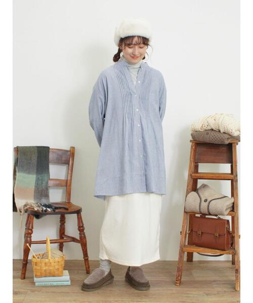 Samansa Mos2（サマンサ モスモス）の「【吸湿発熱】ベア天無地タートルネックカットソー（Tシャツ/カットソー・レディース・キナリ/ミント/サックスブルー/チャコールグレー・F）」の7枚目の写真