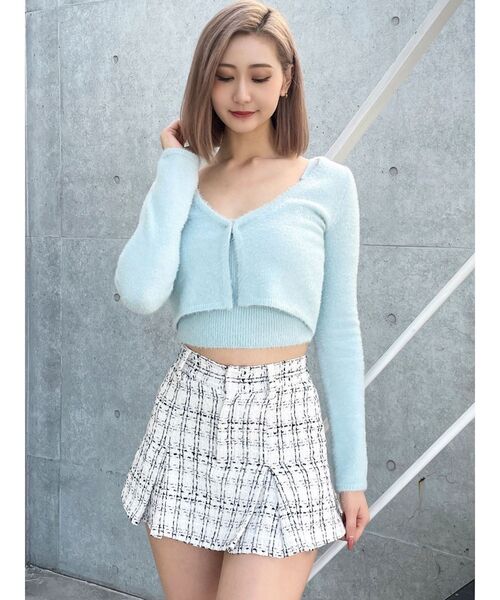 GYDA（ジェイダ）の「Symmetry GYDA embroideryシャギーニットカーディガン【SETUP着用可】（カーディガン/ボレロ・レディース・イエロー/オフホワイト/ブラック/スカイブルー・FREE）」の18枚目の写真