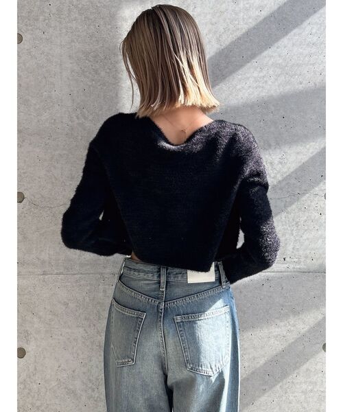 GYDA（ジェイダ）の「Symmetry GYDA embroideryシャギーニットカーディガン【SETUP着用可】（カーディガン/ボレロ・レディース・イエロー/オフホワイト/ブラック/スカイブルー・FREE）」の10枚目の写真