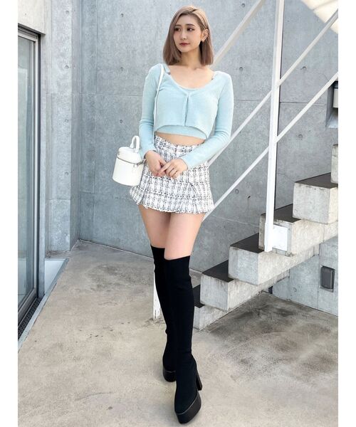 GYDA（ジェイダ）の「Symmetry GYDA embroideryシャギーニットカーディガン【SETUP着用可】（カーディガン/ボレロ・レディース・イエロー/オフホワイト/ブラック/スカイブルー・FREE）」の13枚目の写真