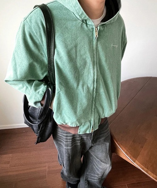 【NOWLE】ショート丈 ヴィンテージライク ジップアップ ブルゾン（ブルゾン）｜NOWLE（ノウル）