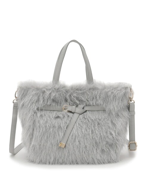 ITS'DEMO（イッツデモ）の「◆【2WAY】ベルト飾りファートート（ハンドバッグ・レディース・アイボリー/ライトグレー系3/ベージュ・00）」の13枚目の写真