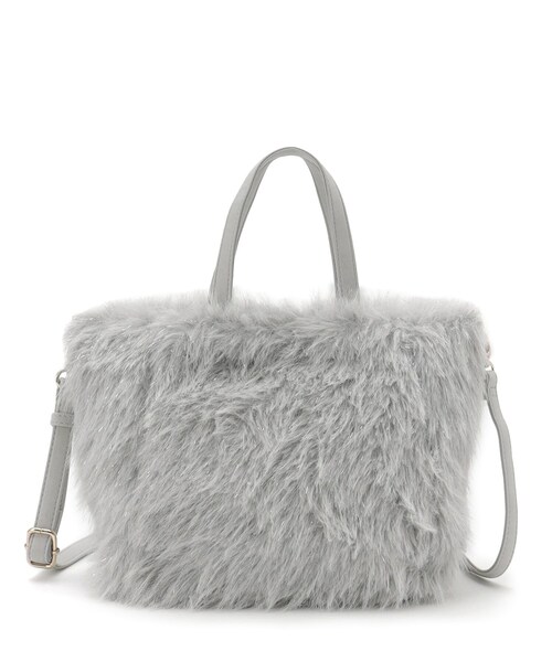 ITS'DEMO（イッツデモ）の「◆【2WAY】ベルト飾りファートート（ハンドバッグ・レディース・アイボリー/ライトグレー系3/ベージュ・00）」の15枚目の写真