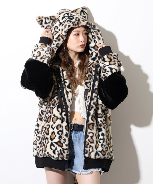 Eco Fur Cat Ear Blouson Hoodie / エコファー猫耳ファーブルゾン