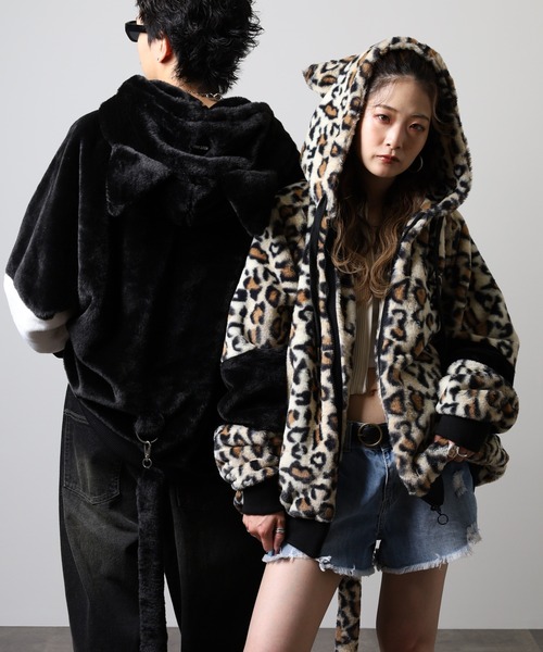 Eco Fur Cat Ear Blouson Hoodie / エコファー猫耳ファーブルゾン