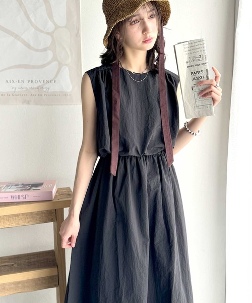 classicalelf(クラシカルエルフ)の「1枚で即お洒落見え。セットアップ風Aラインノースリーブロングワンピース(ワンピース・レディース・ブラック/アイボリー/ベージュ・LARGE/MEDIUM/SMALL/X-LARGE)」の17枚目の写真