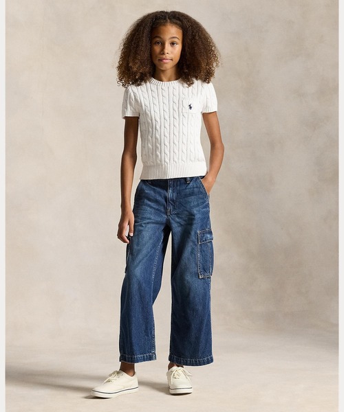 ケーブルニット コットン ショートスリーブ セーター（ニット/セーター