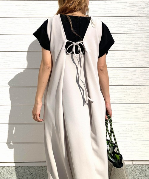 Q（キュー）の「前後2wayリボンセットワンピース（ワンピース・レディース・アイボリー/ブラック・MEDIUM）」の10枚目の写真