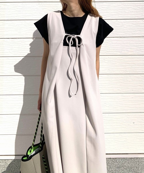 Q（キュー）の「前後2wayリボンセットワンピース（ワンピース・レディース・アイボリー/ブラック・MEDIUM）」の11枚目の写真