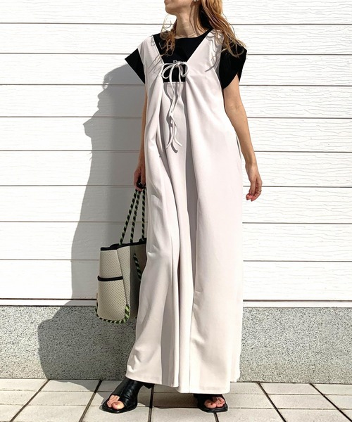 Q（キュー）の「前後2wayリボンセットワンピース（ワンピース・レディース・アイボリー/ブラック・MEDIUM）」の5枚目の写真