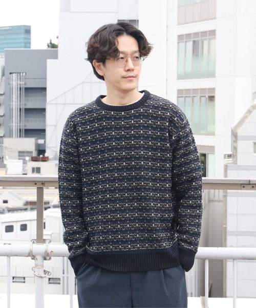 Right-on（ライトオン）の「ツイード風クルーニット（ニット/セーター・メンズ・ライトベージュ/ブラック・M/L/XL）」の12枚目の写真