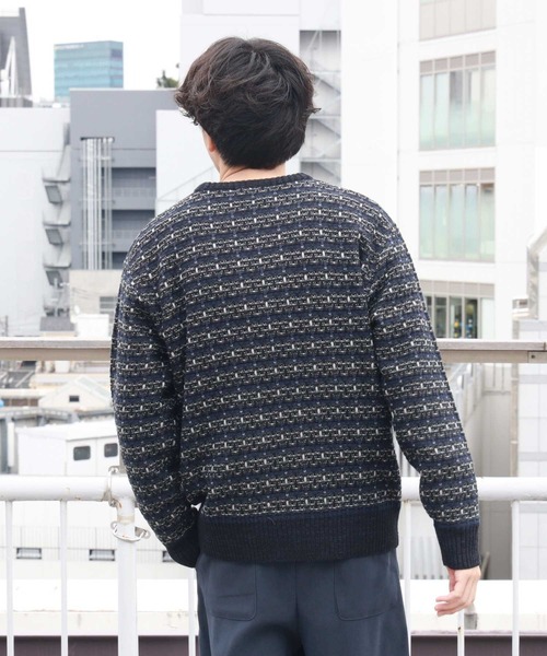 Right-on（ライトオン）の「ツイード風クルーニット（ニット/セーター・メンズ・ライトベージュ/ブラック・M/L/XL）」の4枚目の写真