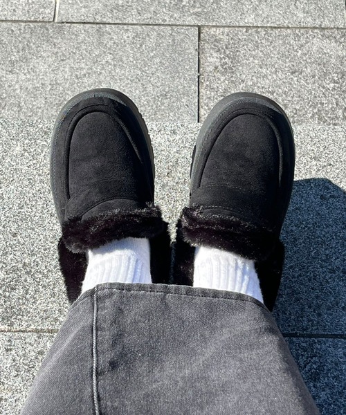 relac(レーラック)の「厚底 ムートンブーツ ファー モカシンシューズ モカシンブーツ(ブーツ・レディース・ブラック/ベージュ・SMALL/MEDIUM/LARGE/LL)」の12枚目の写真