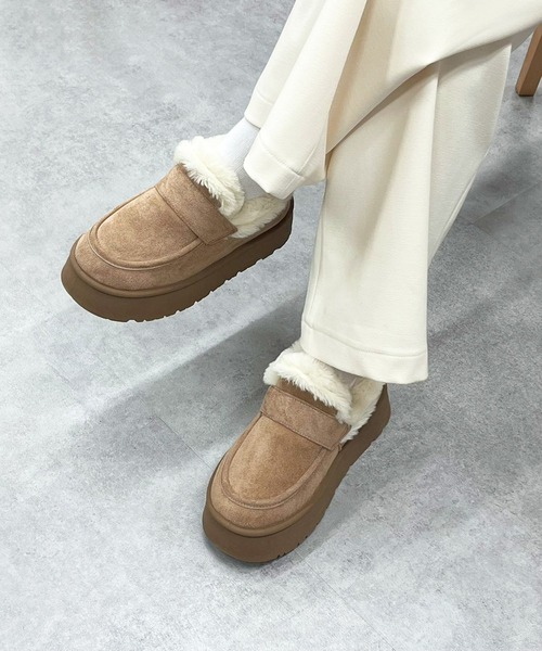 relac(レーラック)の「厚底 ムートンブーツ ファー モカシンシューズ モカシンブーツ(ブーツ・レディース・ブラック/ベージュ・SMALL/MEDIUM/LARGE/LL)」の9枚目の写真