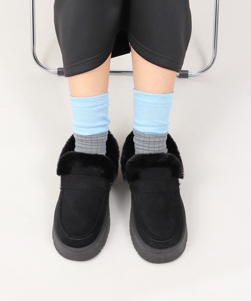 relac(レーラック)の「厚底 ムートンブーツ ファー モカシンシューズ モカシンブーツ(ブーツ・レディース・ブラック/ベージュ・SMALL/MEDIUM/LARGE/LL)」の20枚目の写真