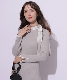 配色ネックリボンワンピース