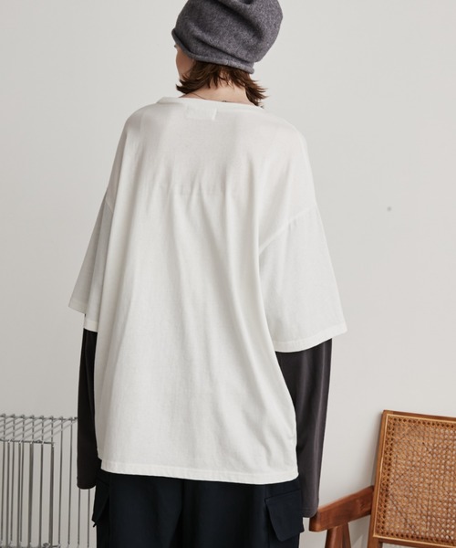 Auntie Rosa Holiday(アンティローザホリデー)の「ロゴルーズレイヤードロンTEE(Tシャツ/カットソー・レディース・オフホワイト/チャコールグレー・FREE)」の14枚目の写真