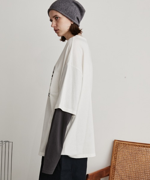 Auntie Rosa Holiday(アンティローザホリデー)の「ロゴルーズレイヤードロンTEE(Tシャツ/カットソー・レディース・オフホワイト/チャコールグレー・FREE)」の13枚目の写真