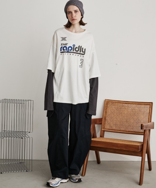 Auntie Rosa Holiday(アンティローザホリデー)の「ロゴルーズレイヤードロンTEE(Tシャツ/カットソー・レディース・オフホワイト/チャコールグレー・FREE)」の15枚目の写真