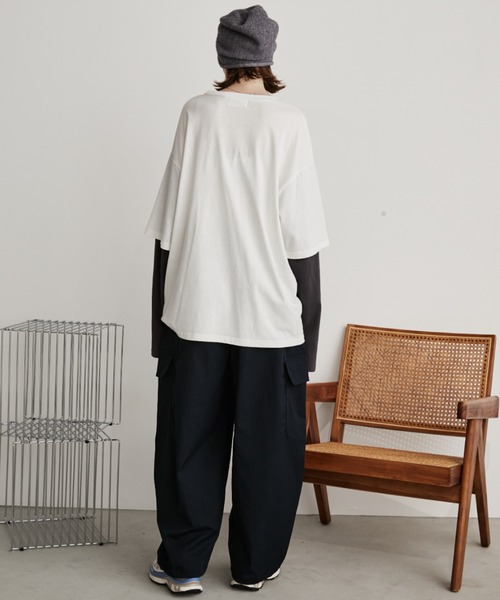 Auntie Rosa Holiday(アンティローザホリデー)の「ロゴルーズレイヤードロンTEE(Tシャツ/カットソー・レディース・オフホワイト/チャコールグレー・FREE)」の18枚目の写真