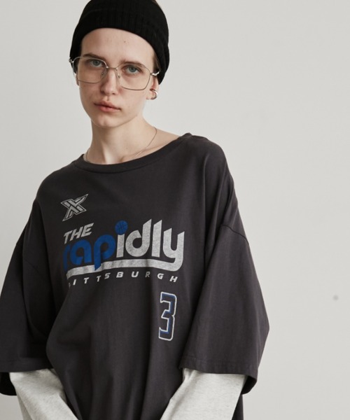 Auntie Rosa Holiday(アンティローザホリデー)の「ロゴルーズレイヤードロンTEE(Tシャツ/カットソー・レディース・オフホワイト/チャコールグレー・FREE)」の10枚目の写真