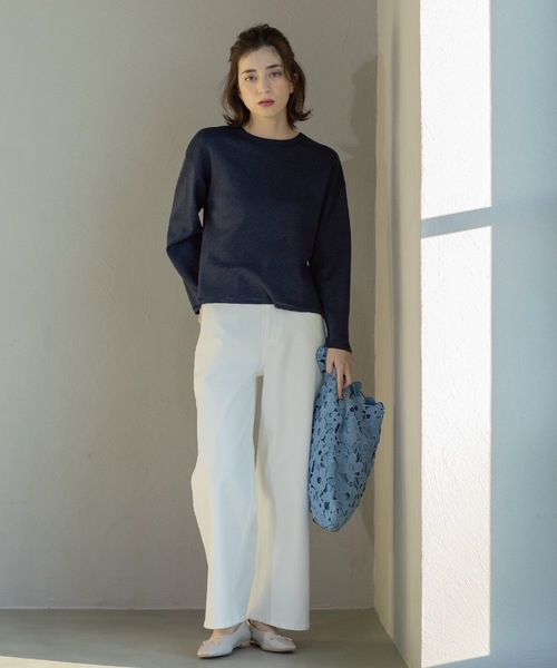 OPAQUE.CLIP（オペークドットクリップ）の「ラメシアーラインニット【洗濯機洗い可】（ニット/セーター・レディース・グリーン系5/ベージュ系その他7/オレンジ系4/ホワイト系6/ネイビー系5・40/38/36/42）」の19枚目の写真