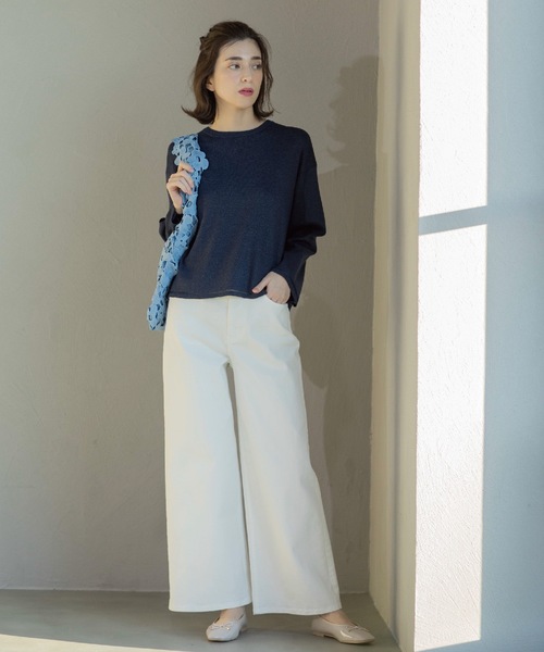 OPAQUE.CLIP（オペークドットクリップ）の「ラメシアーラインニット【洗濯機洗い可】（ニット/セーター・レディース・グリーン系5/ベージュ系その他7/オレンジ系4/ホワイト系6/ネイビー系5・40/38/36/42）」の18枚目の写真