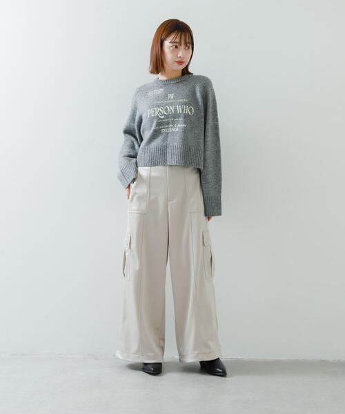 SENSE OF PLACE by URBAN RESEARCH（センスオブプレイスバイアーバンリサーチ）の「プリントルーズセーター（ニット/セーター・レディース・アイボリー/グレー/パープル・ONE）」の12枚目の写真