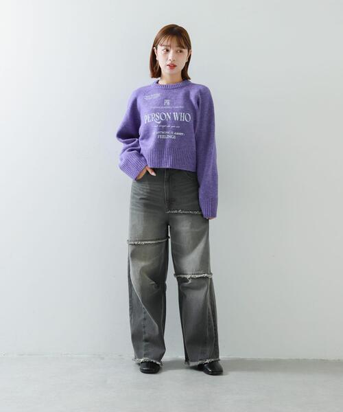 SENSE OF PLACE by URBAN RESEARCH（センスオブプレイスバイアーバンリサーチ）の「プリントルーズセーター（ニット/セーター・レディース・アイボリー/グレー/パープル・ONE）」の18枚目の写真