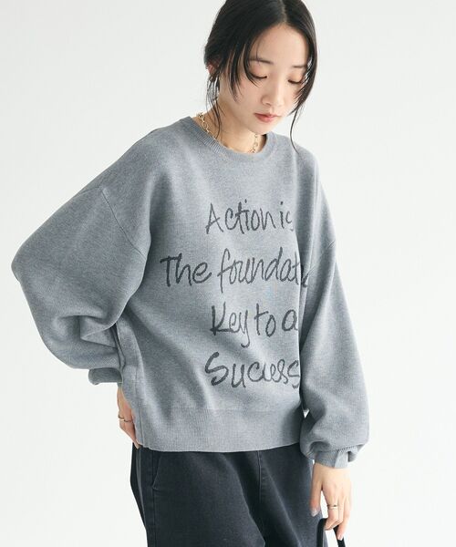 CRAFT STANDARD BOUTIQUE（クラフトスタンダードブティック）の「【ユニセックス】ロゴジャカードサイドスリットニットプルオーバー（ニット/セーター・レディース・杢グレー/モカ/チャコールグレー・M/XL/L）」の2枚目の写真