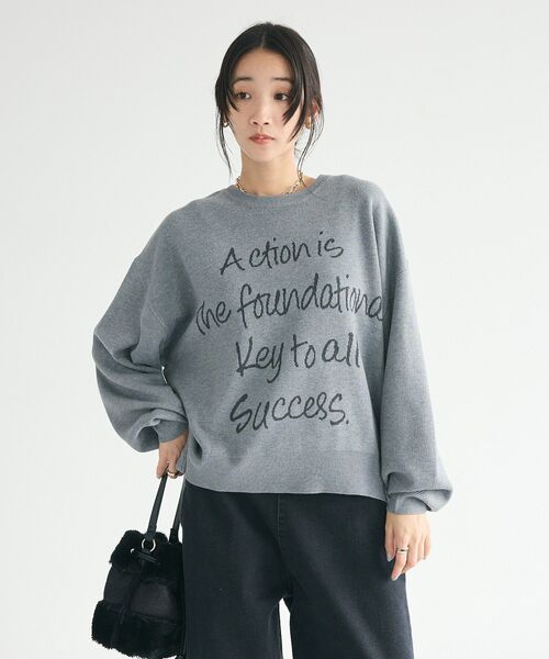 CRAFT STANDARD BOUTIQUE（クラフトスタンダードブティック）の「【ユニセックス】ロゴジャカードサイドスリットニットプルオーバー（ニット/セーター・レディース・杢グレー/モカ/チャコールグレー・M/XL/L）」の5枚目の写真