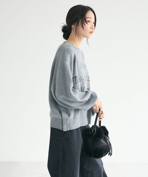 CRAFT STANDARD BOUTIQUE（クラフトスタンダードブティック）の「【ユニセックス】ロゴジャカードサイドスリットニットプルオーバー（ニット/セーター・レディース・杢グレー/モカ/チャコールグレー・M/XL/L）」の6枚目の写真