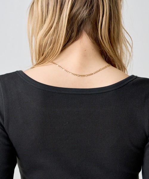 COLONY 2139（コロニートゥーワンスリーナイン）の「スクエアネックリブロングスリーブプルオーバー（Tシャツ/カットソー・レディース・グレイッシュベージュ/ブラック/ブラウン/ホワイト・LARGE/MEDIUM/SMALL）」の10枚目の写真