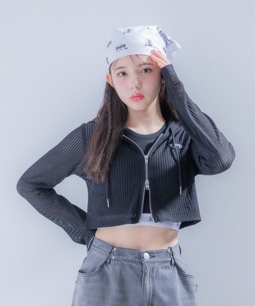 repipi armario(レピピ アルマリオ)の「メッシュWZIPショートパーカー(パーカー・キッズ・ブラック/ホワイト・SMALL/MEDIUM/LARGE)」の1枚目の写真