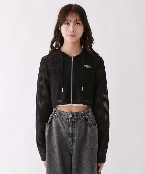 repipi armario(レピピ アルマリオ)の「メッシュWZIPショートパーカー(パーカー・キッズ・ブラック/ホワイト・SMALL/MEDIUM/LARGE)」の6枚目の写真