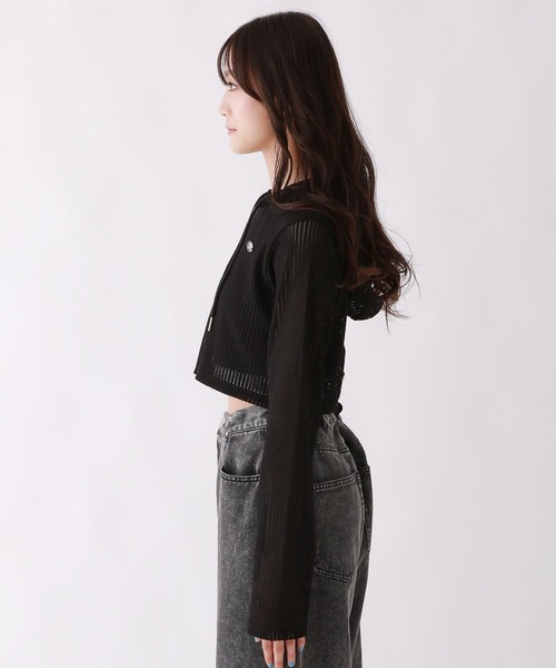 repipi armario(レピピ アルマリオ)の「メッシュWZIPショートパーカー(パーカー・キッズ・ブラック/ホワイト・SMALL/MEDIUM/LARGE)」の7枚目の写真