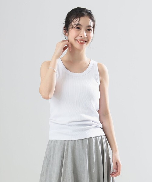 Demi-Luxe BEAMS(デミルクス ビームス)の「AK+1 / リブ タンクトップ(タンクトップ・レディース・ホワイト/オリーブ・ONE SIZE)」の7枚目の写真