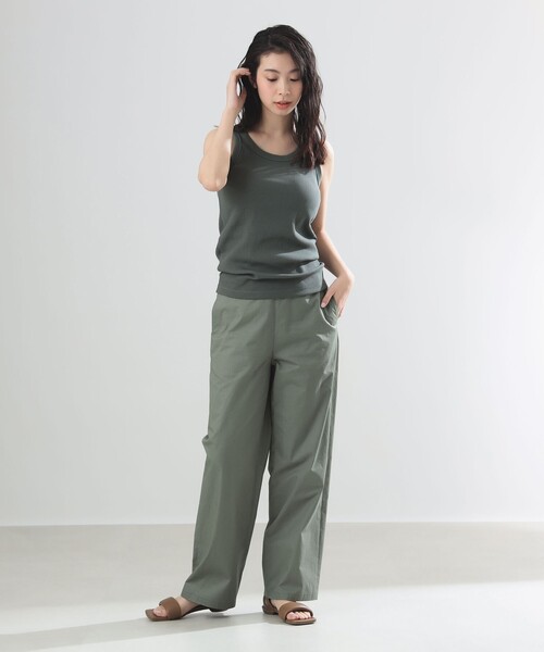 Demi-Luxe BEAMS(デミルクス ビームス)の「AK+1 / リブ タンクトップ(タンクトップ・レディース・ホワイト/オリーブ・ONE SIZE)」の4枚目の写真