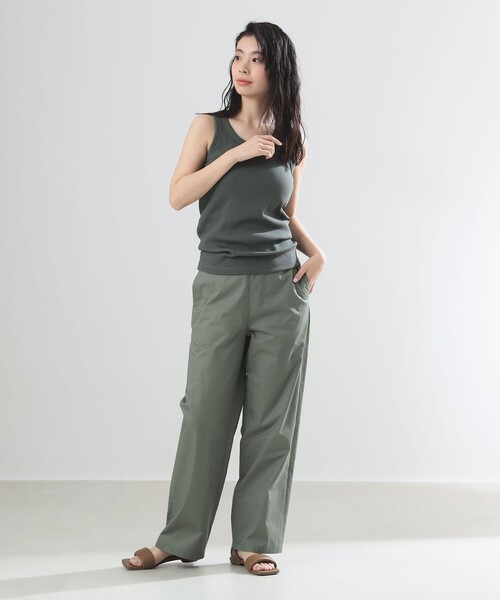 Demi-Luxe BEAMS(デミルクス ビームス)の「AK+1 / リブ タンクトップ(タンクトップ・レディース・ホワイト/オリーブ・ONE SIZE)」の3枚目の写真